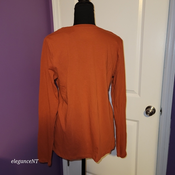 Time and Tru Women's Long Sleeve Orange Shirt Sz: M NWT - Picture 5 of 7